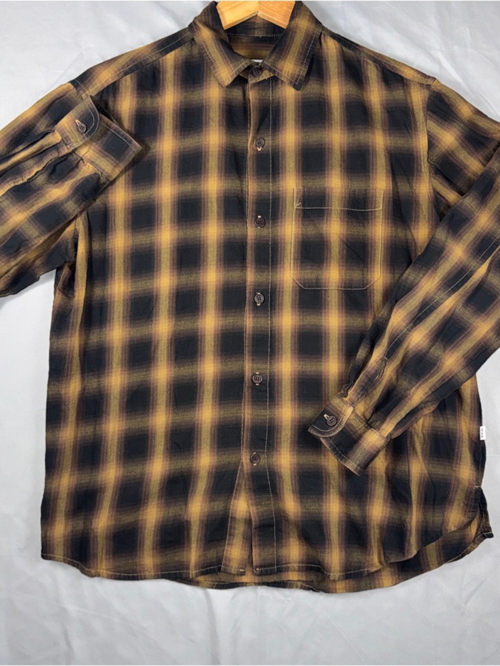 Wax London Oz Shirt Men’s in Amber Brown Check Size M